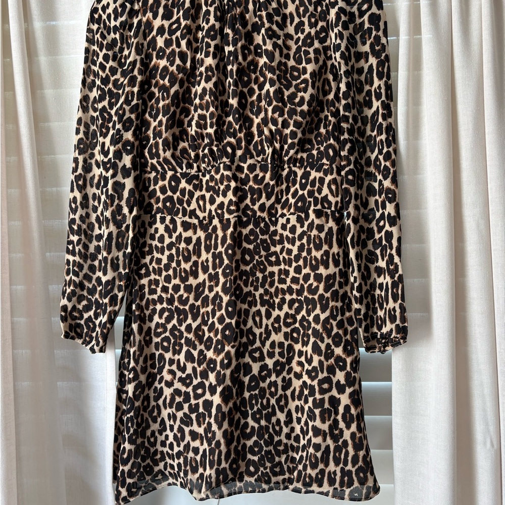 Reformation Leopard Print Mini Dress Size 4 Long Sleeve